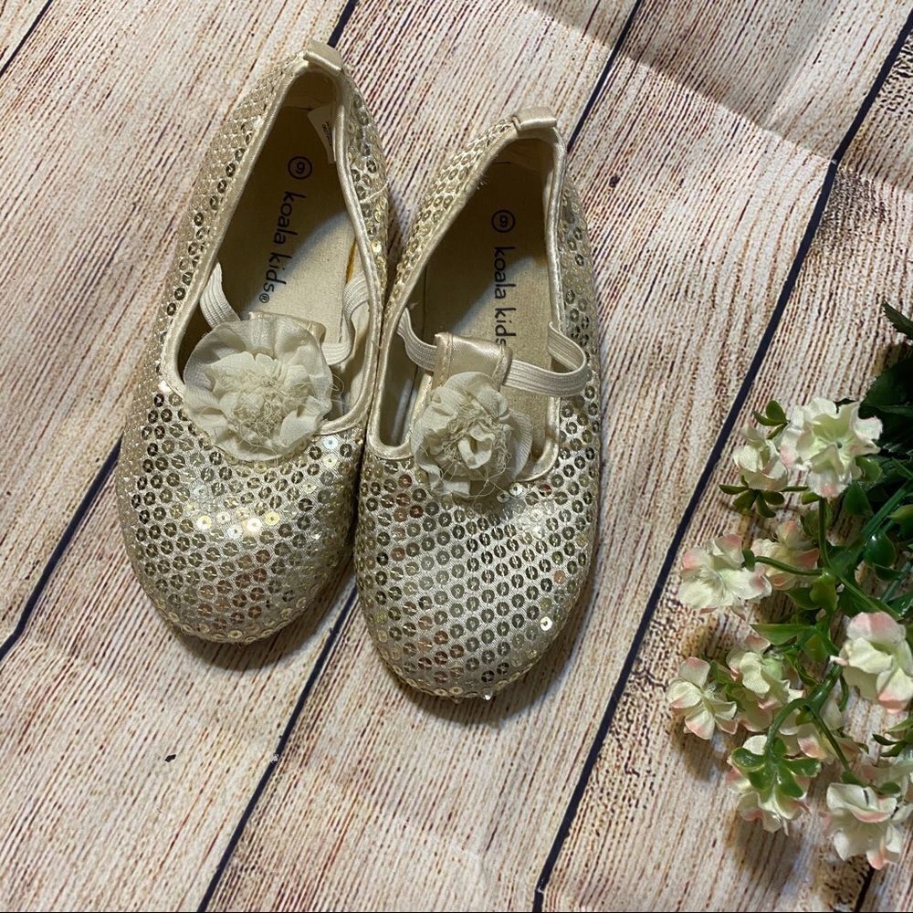 Koala kids Toddler girls gold sparkly dress shoes